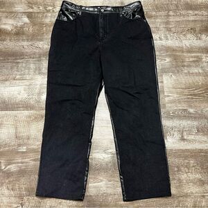 Abercrombie & Fitch Black Half Leather Jeans